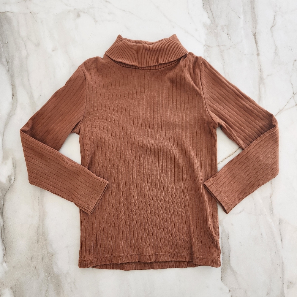 Fin & Vince Brown Ribbed Turtleneck Sweater